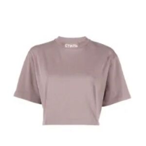 Heron Preston logo gray taupe cropped T shirt women’s S
